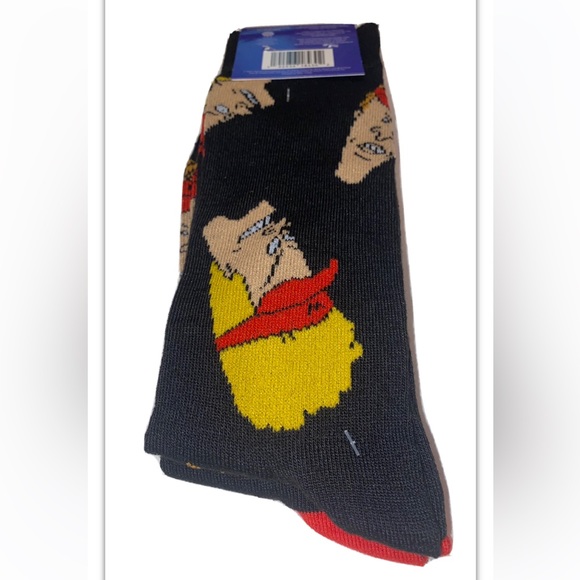 Beavis & Butt Head Crew Socks 2 Pair Men 6-12 Black Red Faces & Burger World NEW - Picture 8 of 9